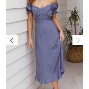 Midnight Blue Satin Midi Dress